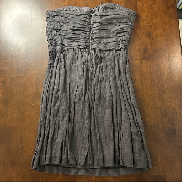 NWT J. Crew Strapless Crinkle Cotton Dress Taryn Dress in Dark Gray Size 0 - Picture 2 of 12
